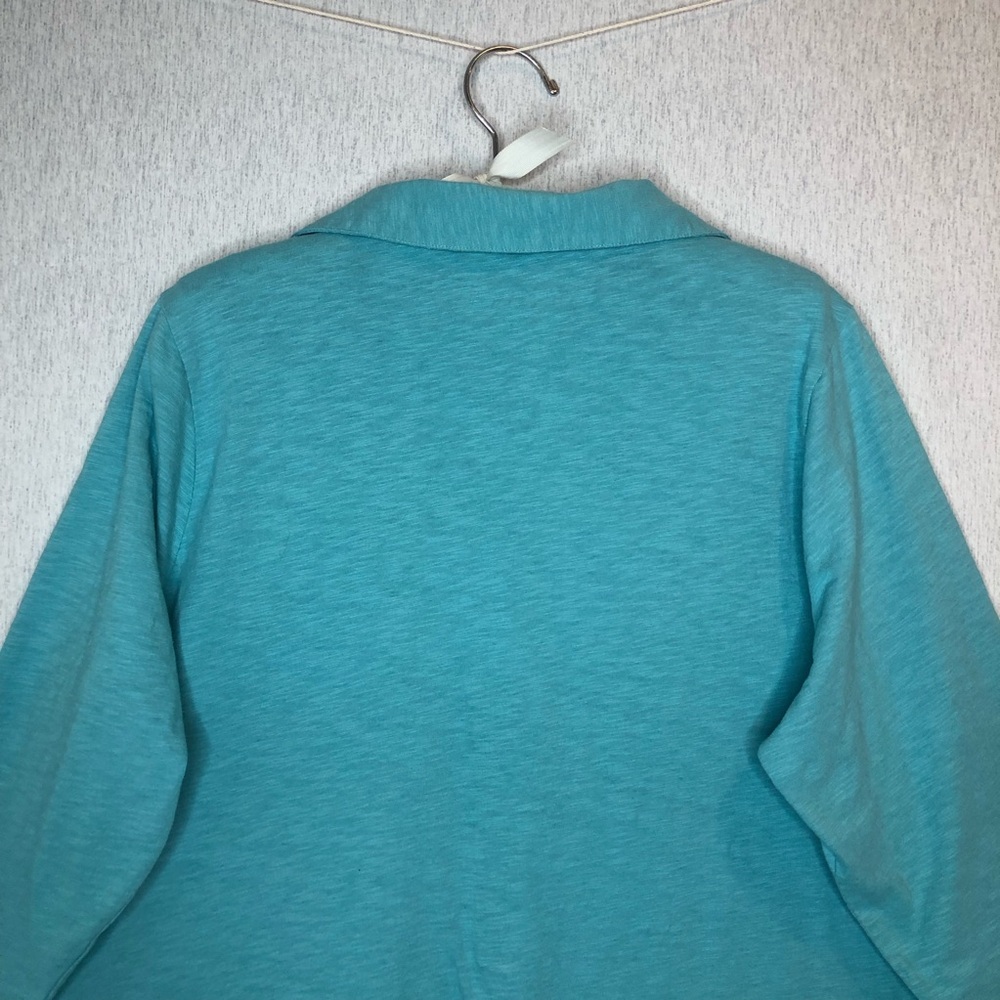 Soft Surroundings Danielle Button Top 3/4 Sleeve Turquoise Size 1X - Picture 9 of 14